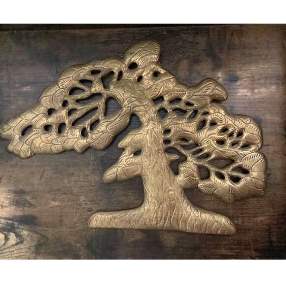 Mid Century BRASS Bonsai Tree - Made in India - Vintage Tree of Life Hanging - Picture 8 of 10